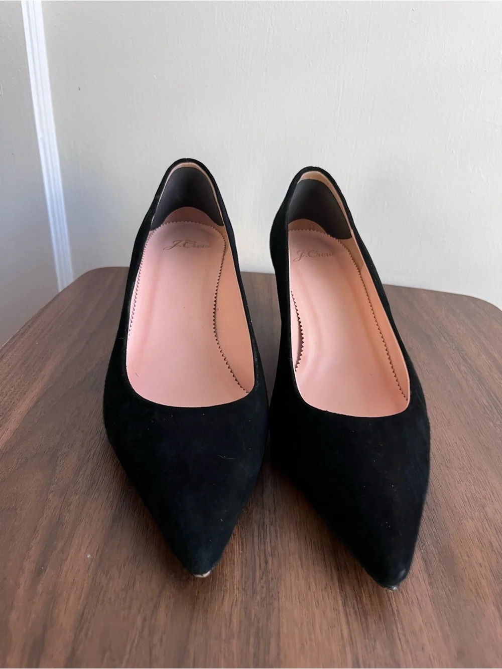 J.Crew Black Suede Kitten Heel Pumps Size 8 Pointed Toe